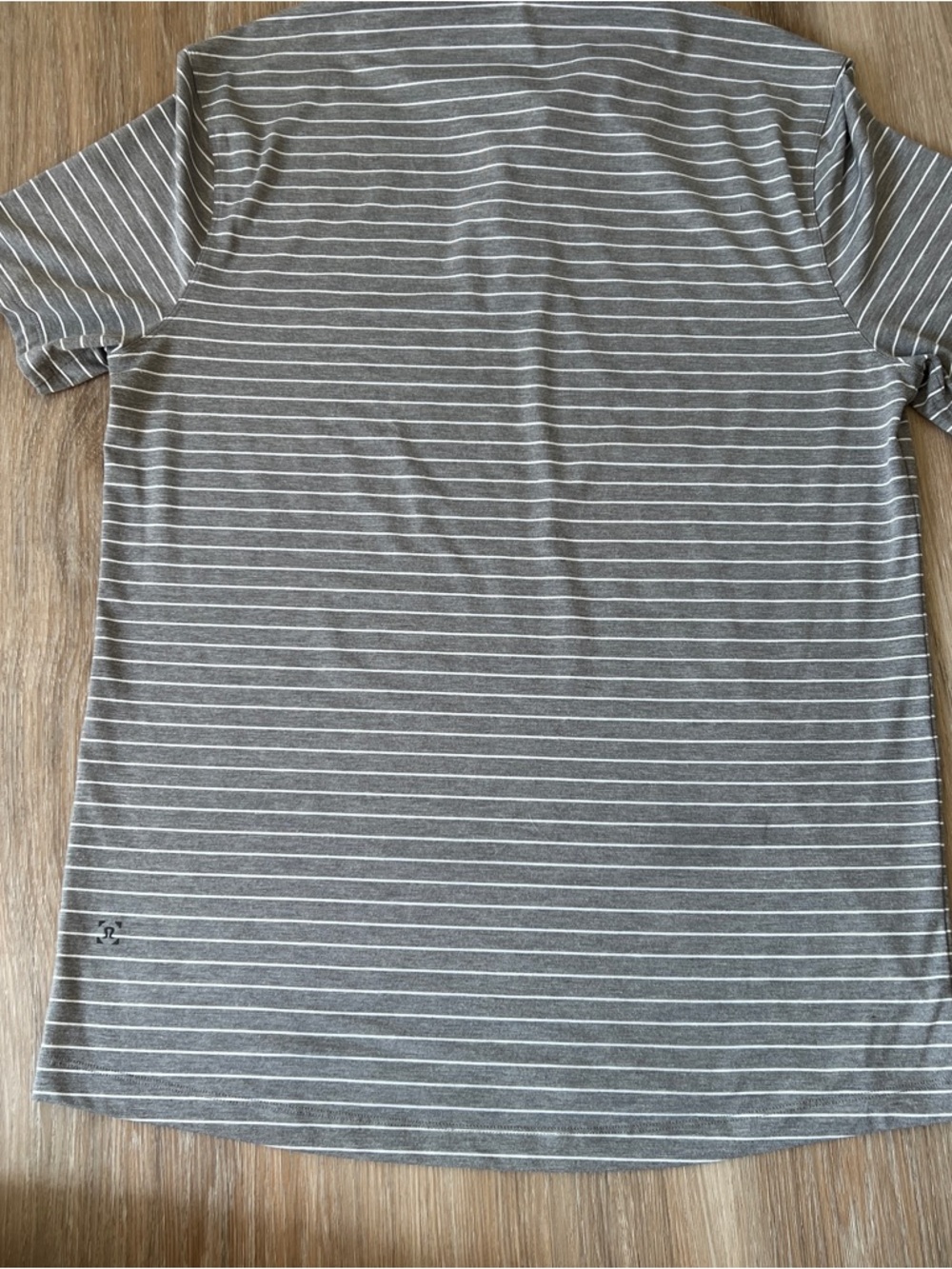 Lululemon Polo Shirt Gray Stripe Short Sleeve Mens Medium No Tag golf tennis - Picture 2 of 5